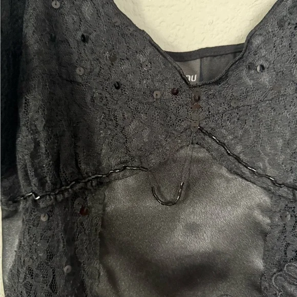 Bisou Bisou Y2K Black Lace Satin Cami - Picture 2 of 5